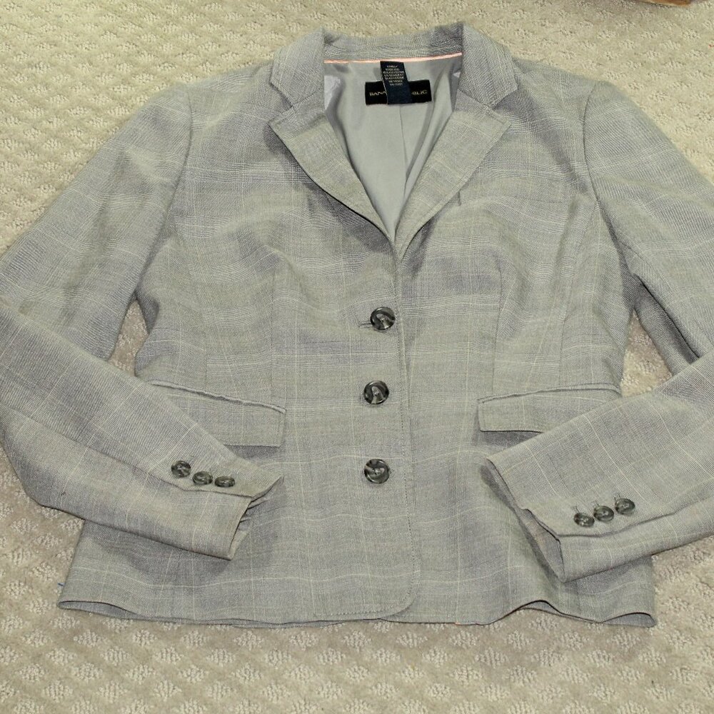 Banana Republic Women's Size 6 Stretch Grey Windowpane Jacket